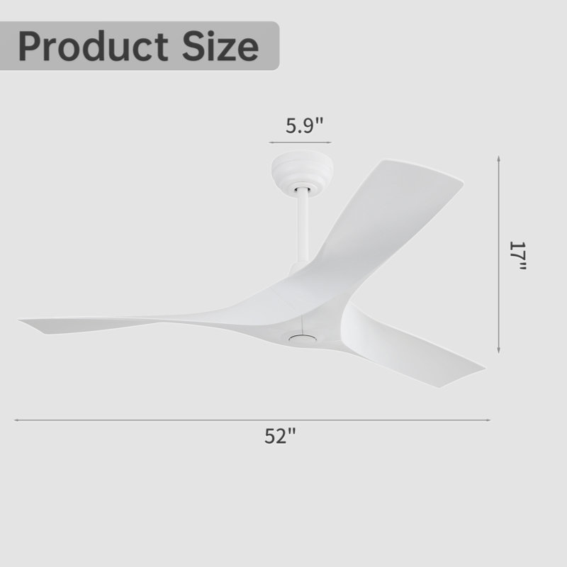 Elnathan 52'' Ceiling Fan, White, White