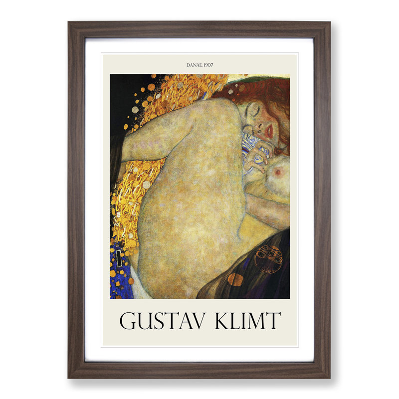 Danae Vol.1 by Gustav Klimt - Single Picture Frame Print, 65cm H x 48cm W x 2cm D, Walnut Framed
