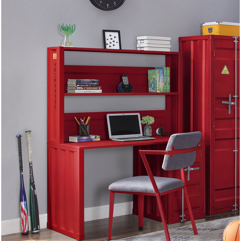 Ensemble de bureau avec huche et chaise, Rouge