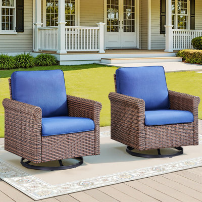 Fauteuil d'appoint pivotant pour terrasse, ensemble de 2 chaises pour porche, balcon ou jardin