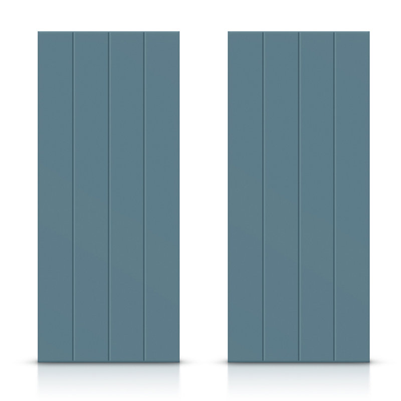Panelled Manufactured Wood Sliding Closet Door, 48" x 80", Dignity Blue