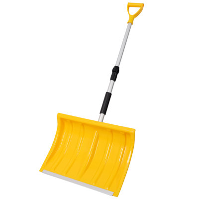 Pelle à neige portative à hauteur réglable avec poignée en D, lame de 48 cm, jaune, outil polyvalent pour déneiger, sabler et déneiger les allées, les voitures, les maisons et les garages.