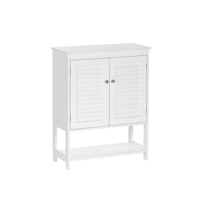 RiverRidge Ellsworth Two-Door Bathroom and Laundry Storage Cabinet with Open and Adjustable Interior Shelves - White