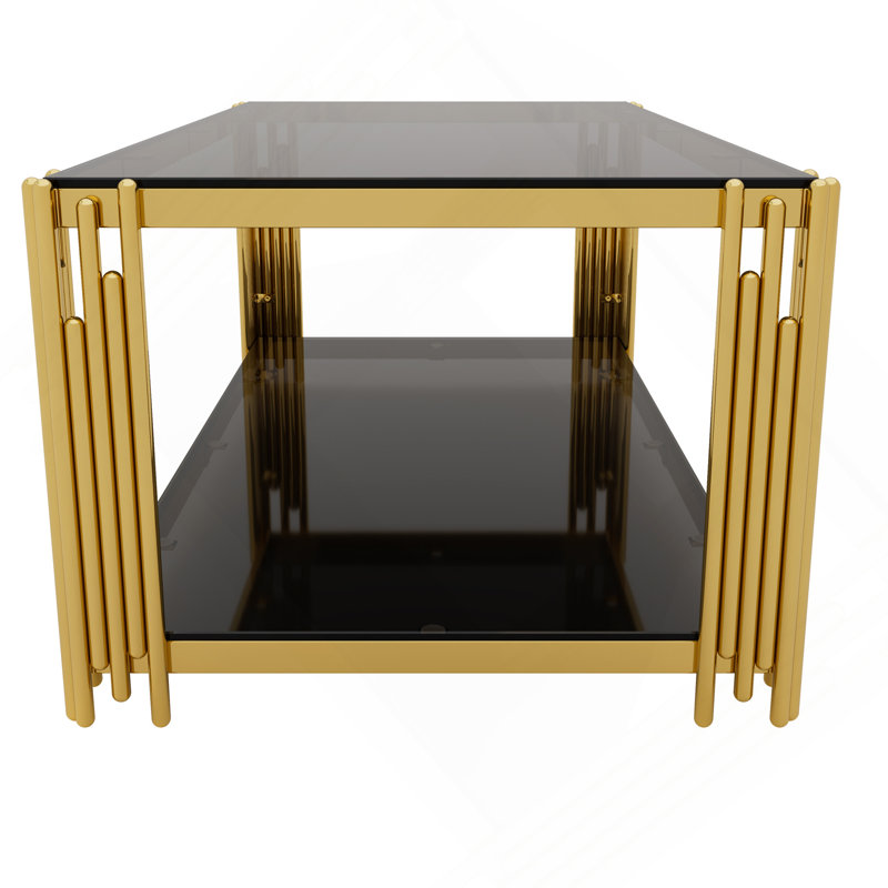 Table basse moderne rectangulaire noire, miroir, Noir