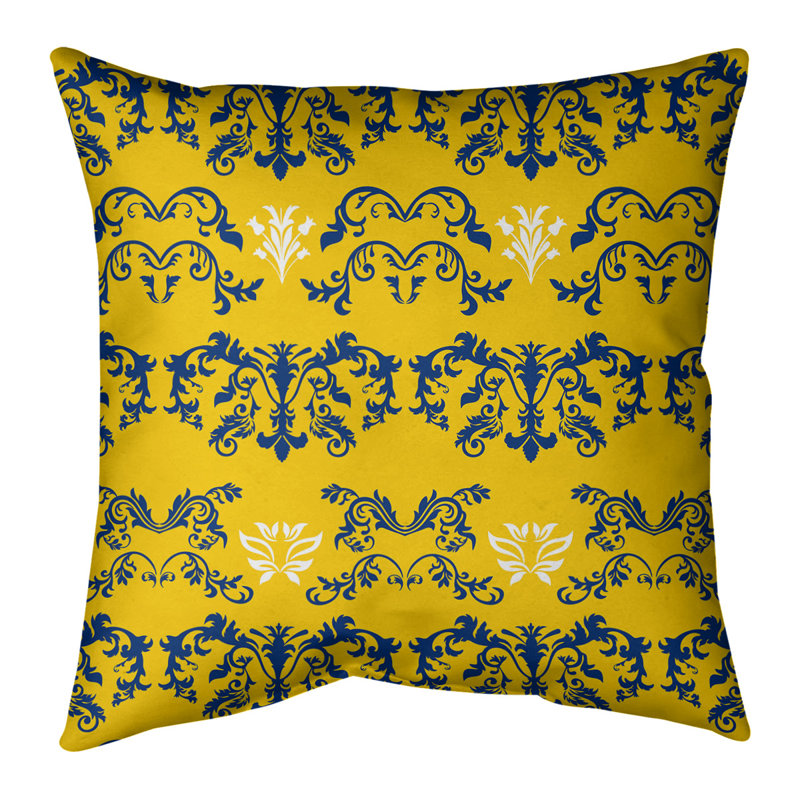 Housse de coussin LA Baroque, 16 po x 1 po, Polyester filé, Ananas / bleu marine / blanc