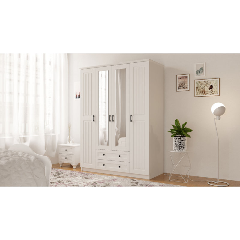Anlin 4 Door Manufactured Wood Wardrobe