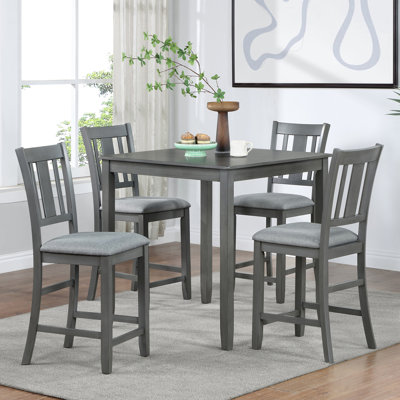Ensemble de table de salle à manger, ensemble de table carrée en bois, ensemble de table de cuisine à hauteur de comptoir avec table carrée et chaises rembourrées