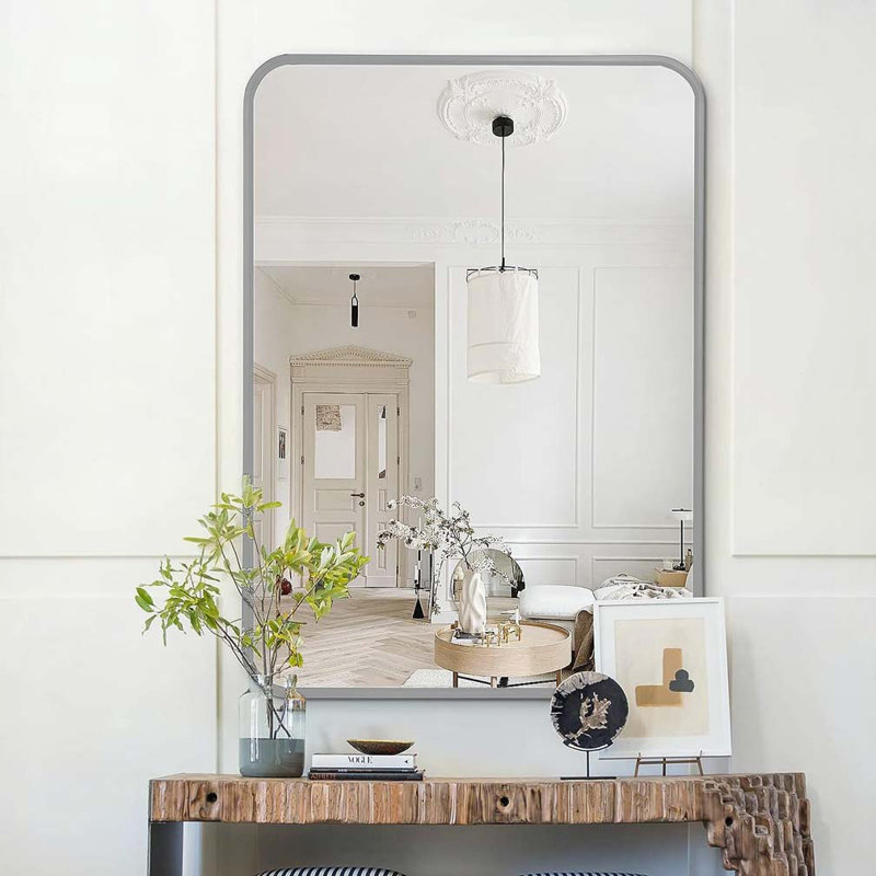 Miroir mural pour salle de bain, Argent argent, Rectangulaire, 30 po x 22 po