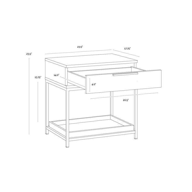 Rebel 1 - Drawer Nightstand, Cream/Rose Gold