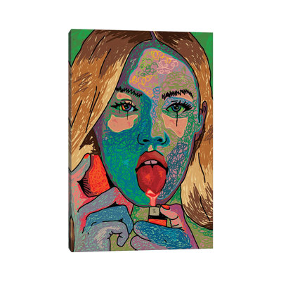 Megan Fox Scribble Style by Dai Chris Art  Wrapped Canvas Painting