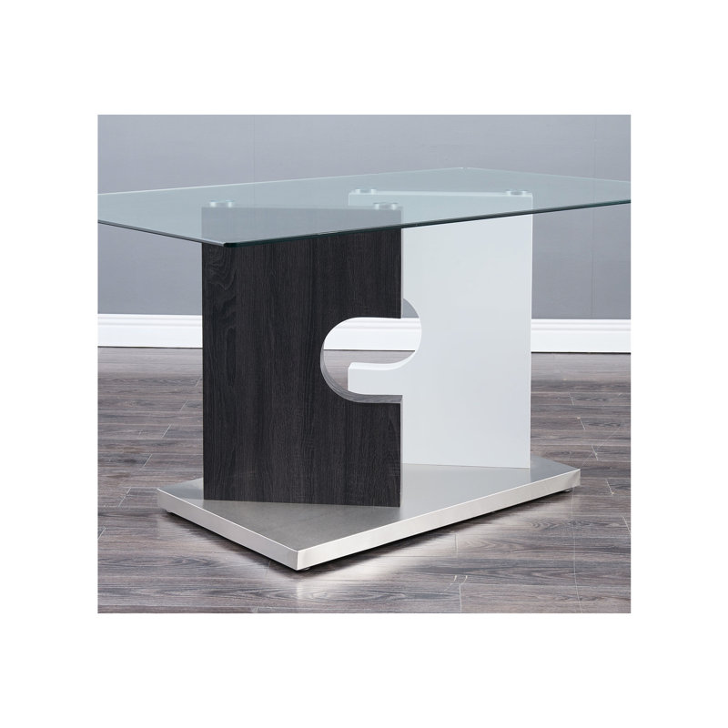 Table de salle à manger à deux tons piédestal, acier inoxydable, supports en métal, gris, peut accueillir 6 bases en acier, jusqu'à des sièges