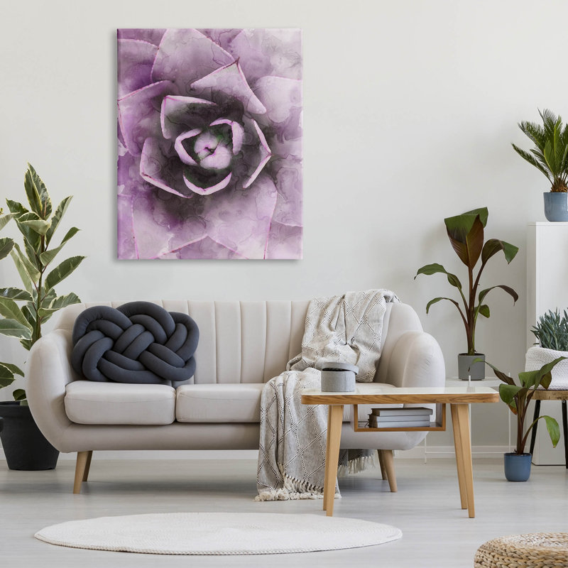«Modern Modern Succulent Leaves», estampe numérique par Daphne Polselli, H 48 po x l 36 po x P 1,5 po, Toile tendue