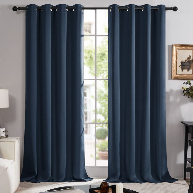 Paire de rideaux 100% occultant avec œillets Deconovo, L 52 po x L 72 po, Bleu marine
