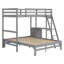 Lit superposé simple au-dessus de double en bois massif avec bureau intégré, 3 tiroirs et garde-corps-34836390