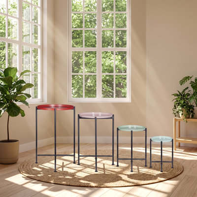 Ensemble de 4 supports à plantes gigognes l 14 po x P 14 po x H 21,8 po Evergreen