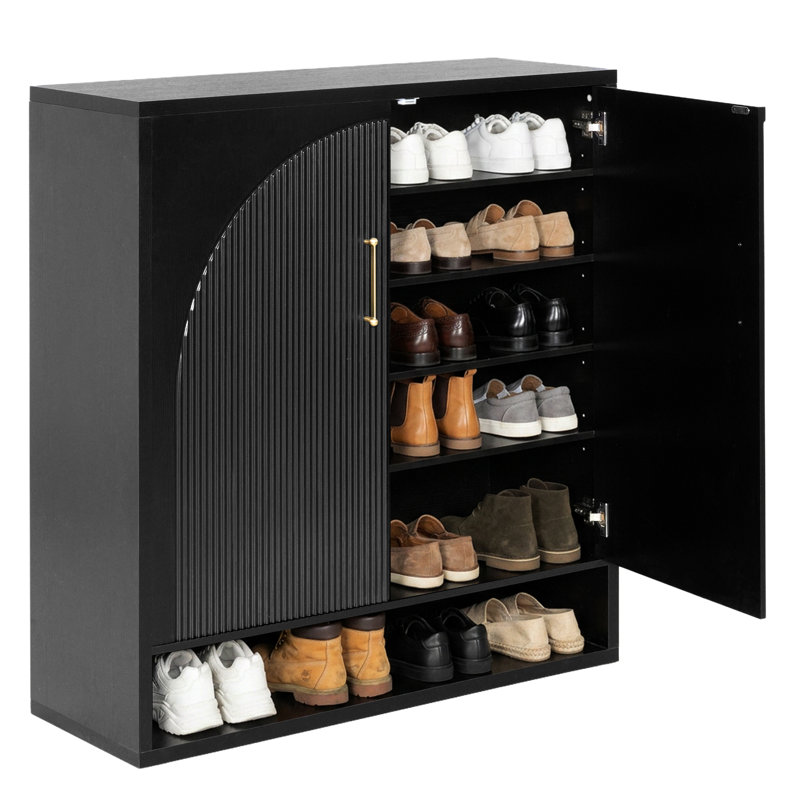 Armoire de rangement pour chaussures 24 paires avec tablettes réglables, Noir