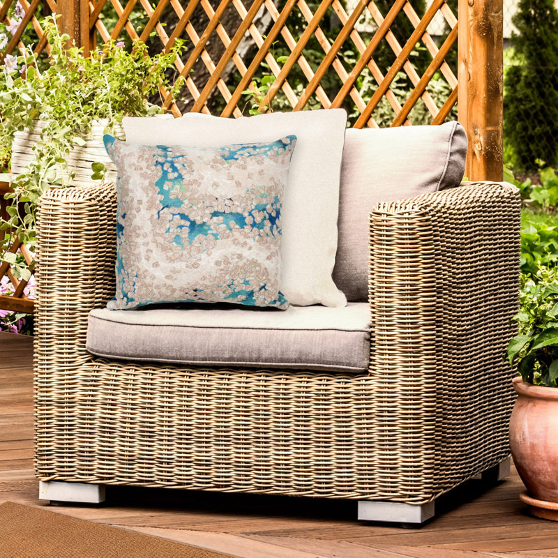 Visions III Outdoor Square Pillow Cover & Insert, Blue