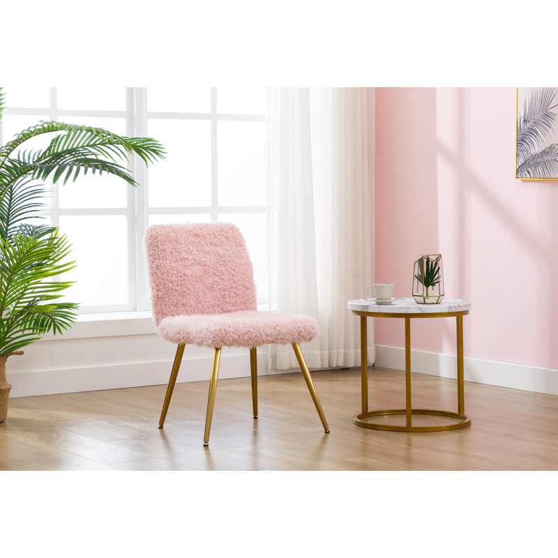 Plush Upholstered Dining Chair, Pink