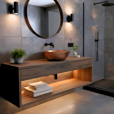 Lavabo rond en cuivre martelé de 17 po Ambiente 