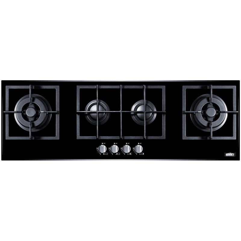Summit 43'' Black Tempered Glass 4-Burner Gas Cooktop