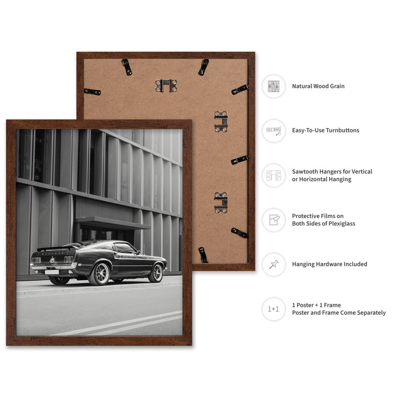 Voiture dans la rue, Poster, 24"H x 32"W, Brown Framed