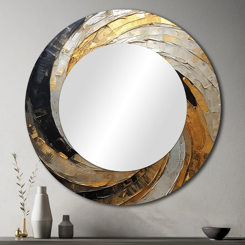 Beige noir minimalisme spirales poteries, 36 po x 36 po
