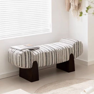 Banc rembourré en bois massif noir