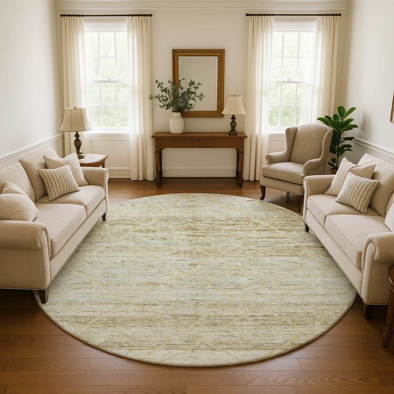 Premium Machine Washable Honig AMF1658 Diamonds Rug, Round 8'
