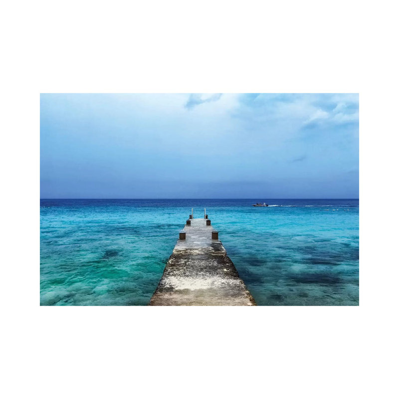 Pier On Caribbean Sea With Boat II by Susan Schmitz - Wrapped Canvas Gallery-Wrapped Canvas Giclée, 20.32 cm H x 30.48 cm W