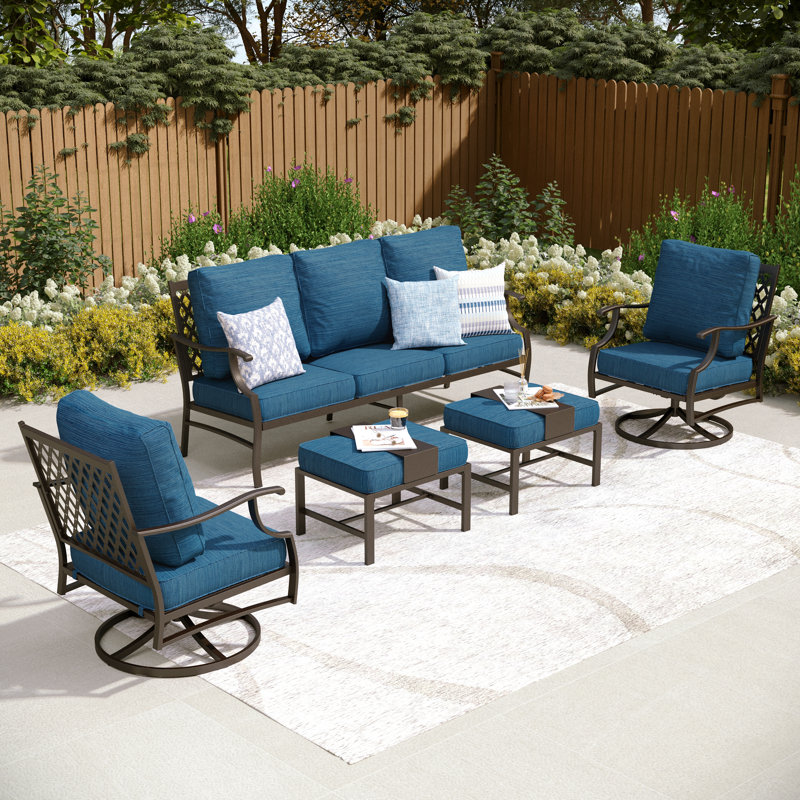 Asfand Outdoor Seating Group, Peacock Blue, No