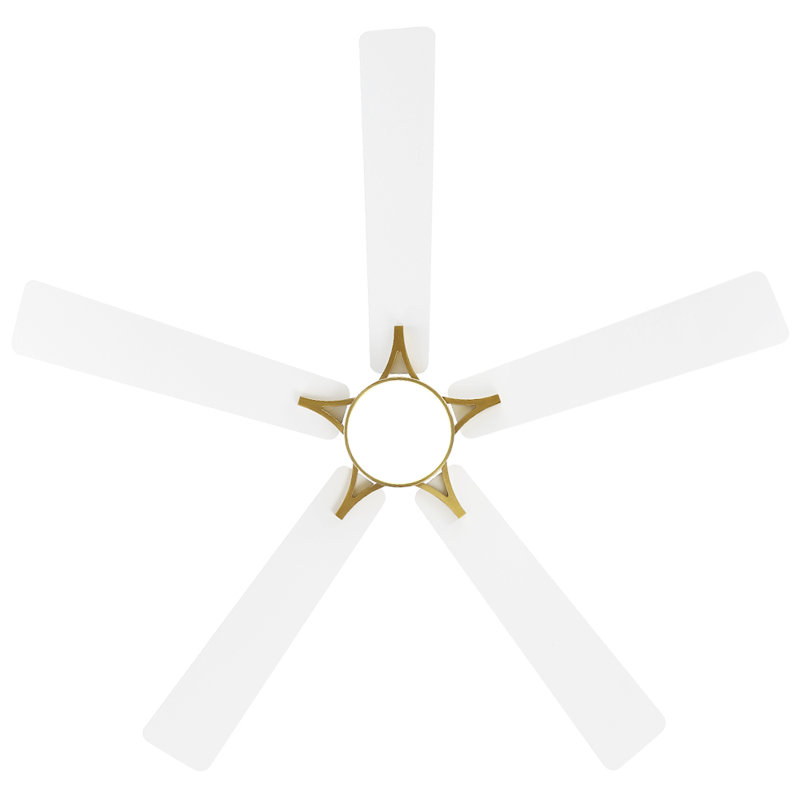 Portico 5 Blades Indoor Ceiling Fan with Light Kit and Remote, White, 72", Gold