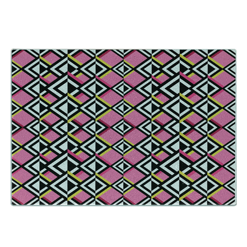 Ambesonne Geometric Tempered Glass Cutting Board Opposing Concept Multicolor