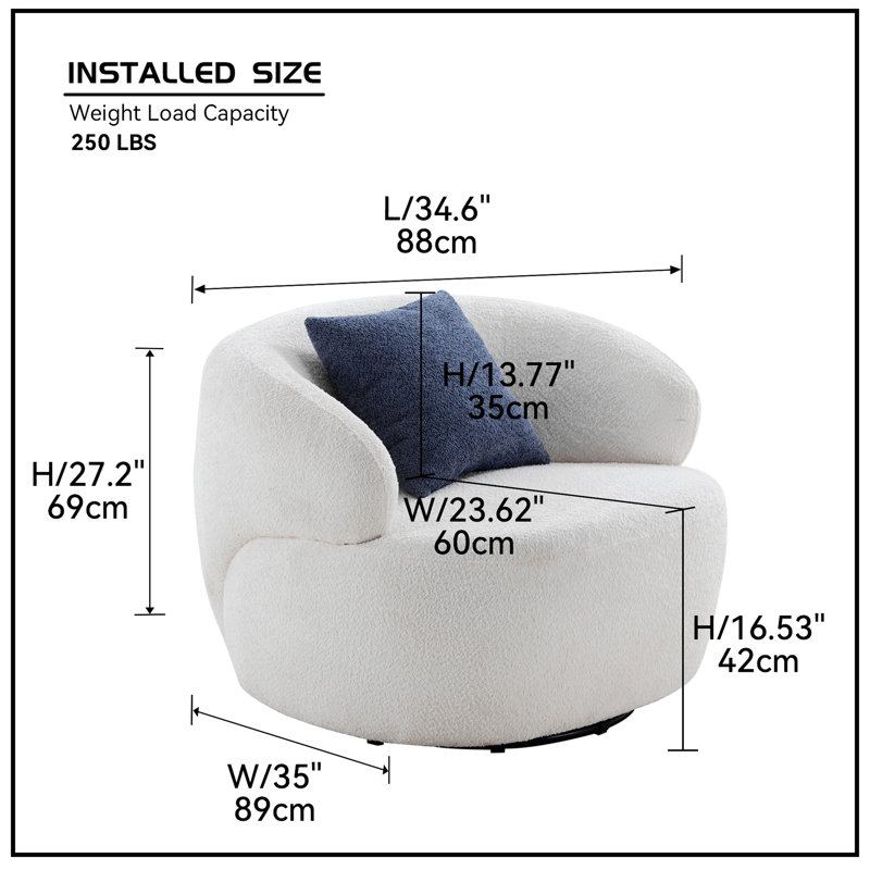 Fauteuil pivotant avec chaise demi-tonneau et fauteuil, Gris