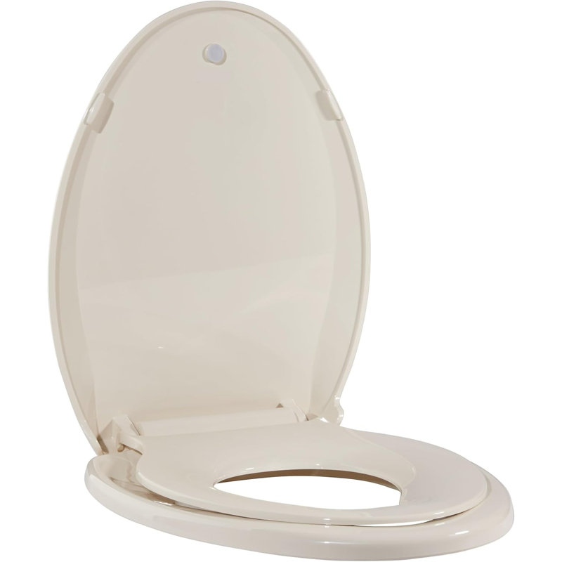 2-in-1 Dual Seat 19 Inch  PP Toilet Seat Elongated Soft Close Quick Install, Almond