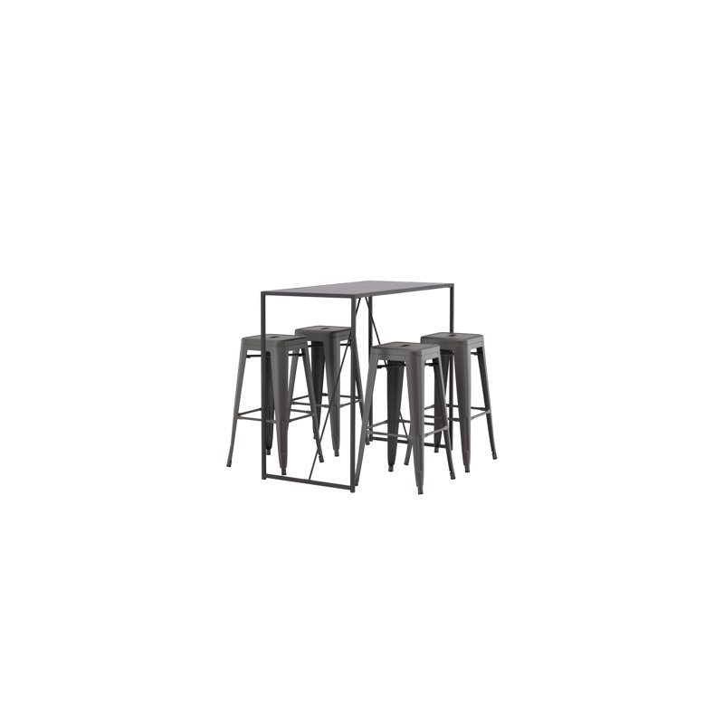 Alac 4 - Person Dining Set, Dark Grey, Dark Grey