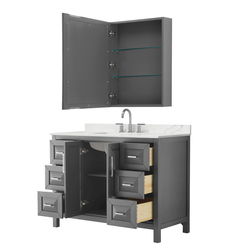 Daria 48'' W Vanity, Gray, Polished Chrome, Giotto Quartz