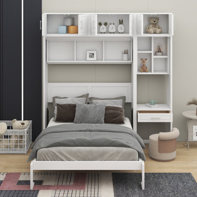 Lit escamotable double pleine grandeur avec bureau
