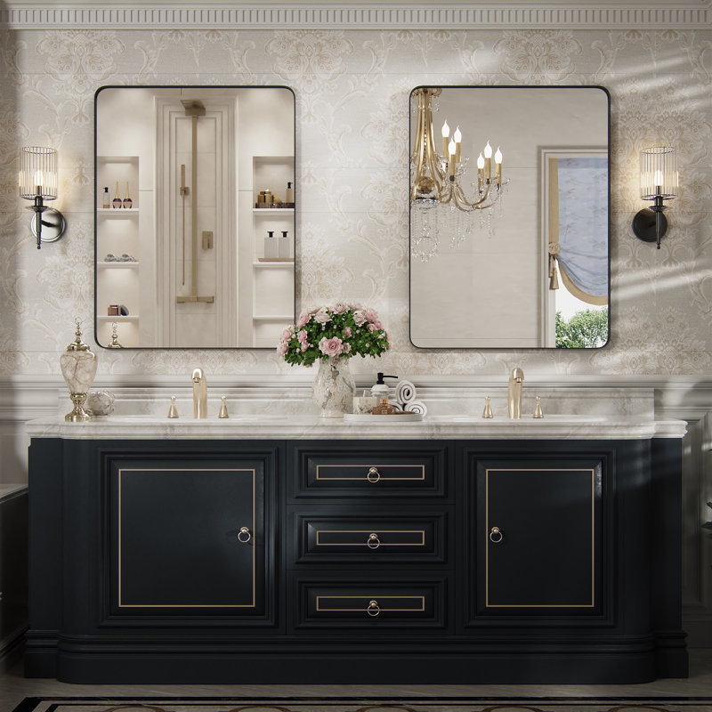 Miroir de salle de bain Morelock, Noir, 36 po x 24 po