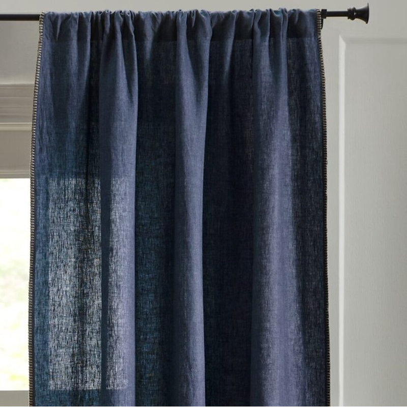 Rideau simple semi-transparent Brody, Indigo, l 50 po x L 120 po