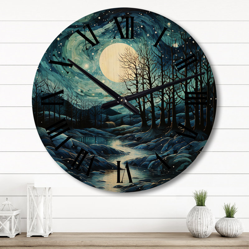 Horloge murale en bois massif Meave, Grand