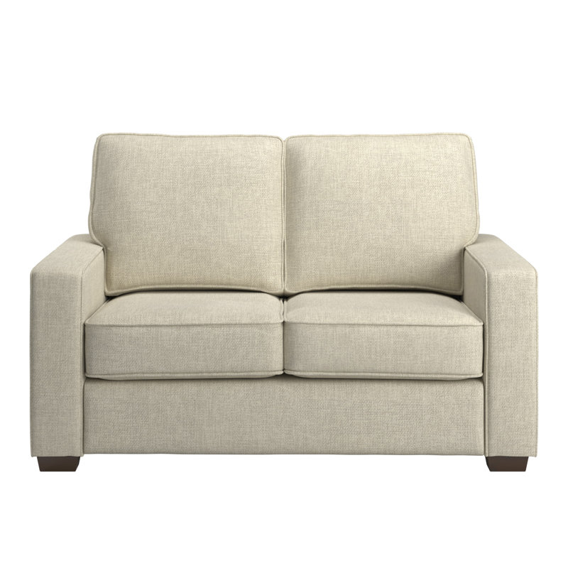 Beaulah Modern Fabric Upholstered Square Arm Loveseat, Beige Woven
