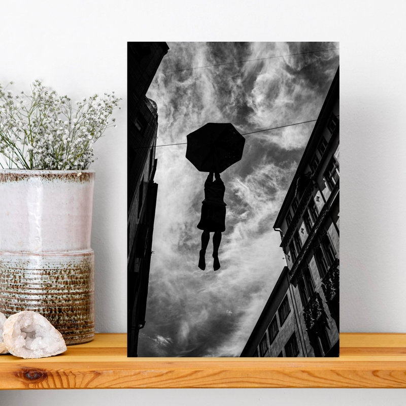 Whimsical Urban Flight Dramatic Surreal Whimsical City Wall Art Print by Wille Roos - Print, 45.72cm H x 30.48cm W