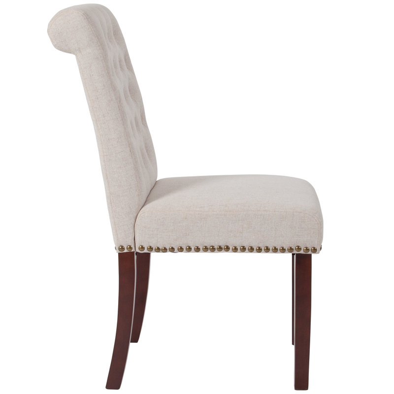 Pershing Parsons Chairs-Rolled Back, Accent Nail Trim, Beige