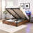 Lift-Up Storage Bed Frame,Bed Frame With Bookcase Headboard & LED Lights, Wooden Platform Bed Frame With Charging Station, No Spring Box Needed, Rustic Brown-421716412