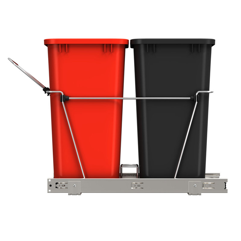 White Double 27 Quart Pull-Out Kitchen Trash Bin