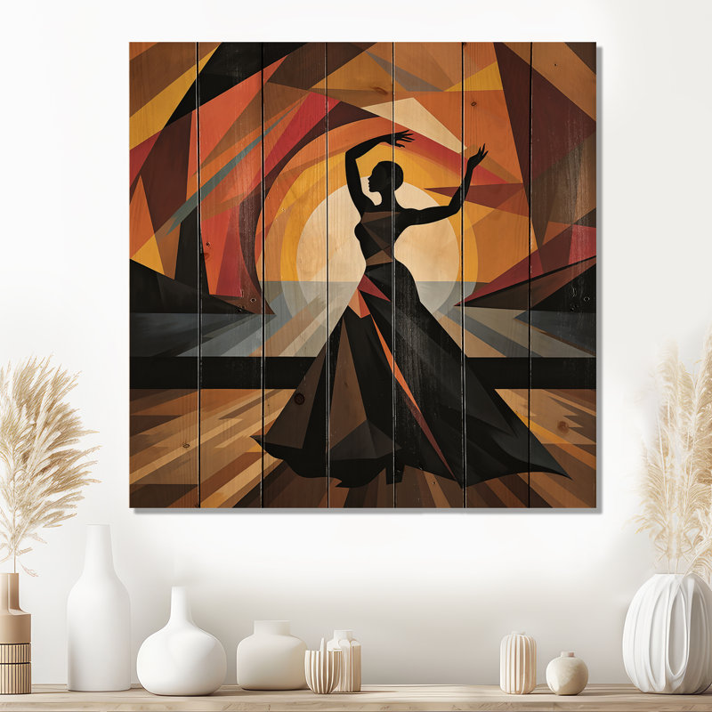 Black Art Deco Ballet Dance VI - Dance On Wood Print, 36" H x 36" W