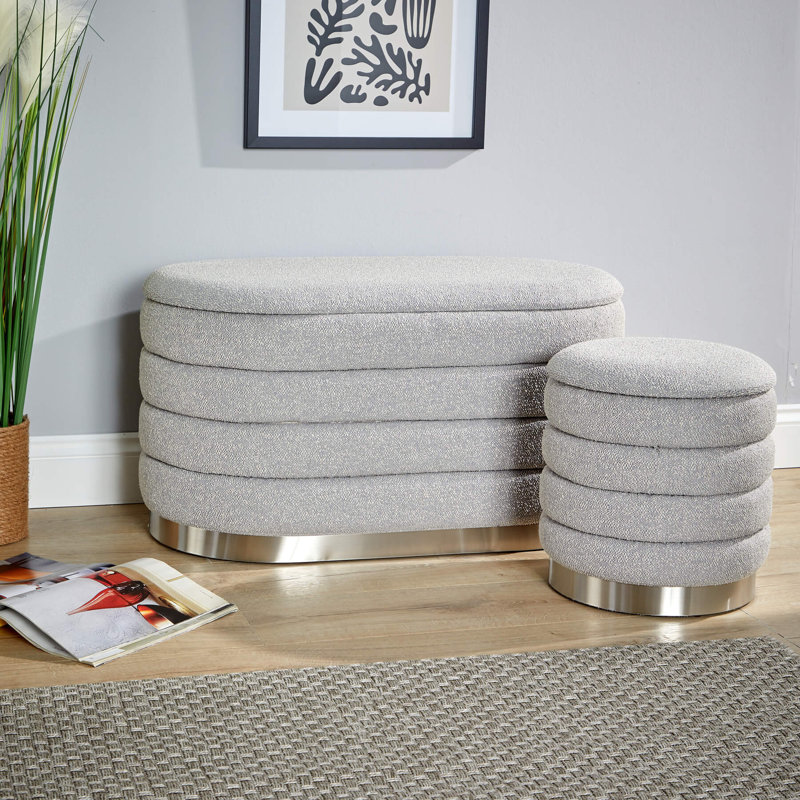 Adheen 80cm Wide No Pattern Standard Ottoman with Storage, Grey