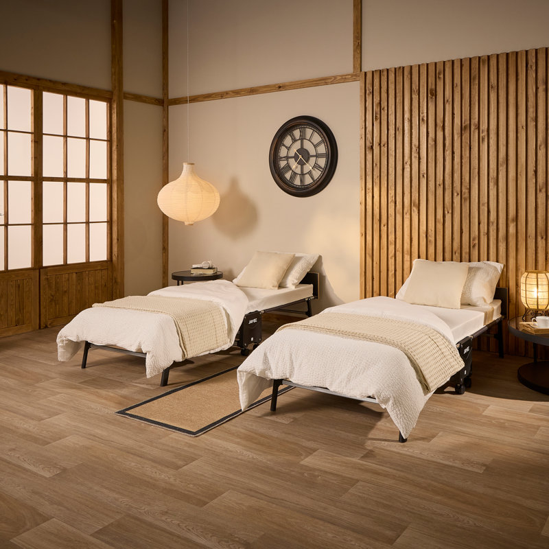 Jay-Be® RE80 Rollaway Folding Guest Bed with e-Fibre Mattress, Single - 360° Castors & Headboard