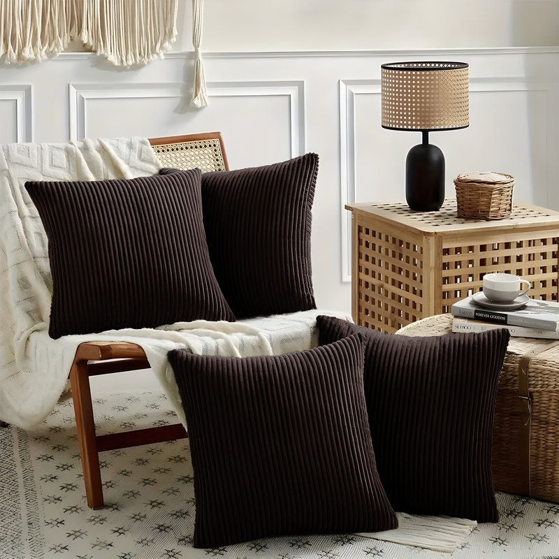 Striped Square Throw Pillow Insert, Coffee