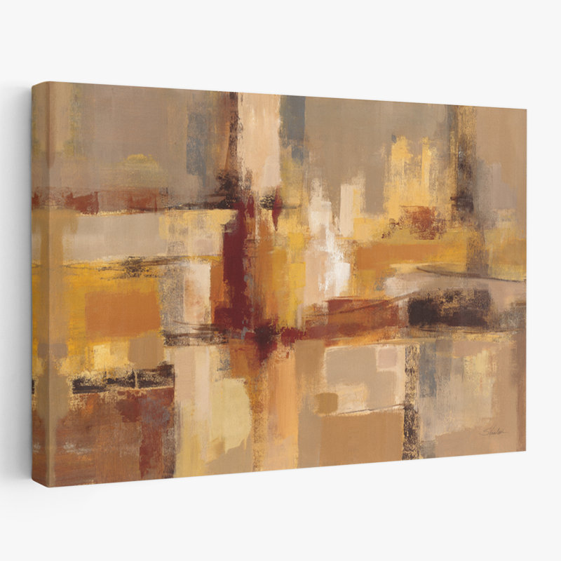 Sandcastles - Abstract Beige Black Brown, 60" H x 40" W